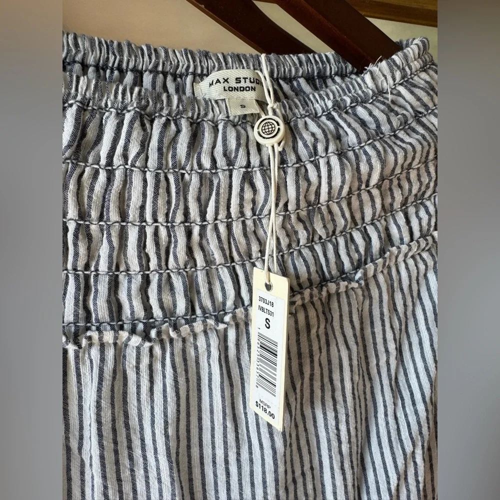 Max Studio Striped Cotton Blend Maxi Skirt Small Cottage core